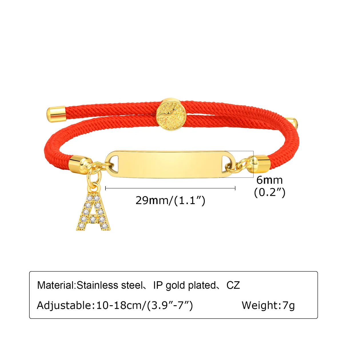 304 Stainless Steel Nylon Copper 18K Gold Plated Inlay Letter Zircon Bracelets