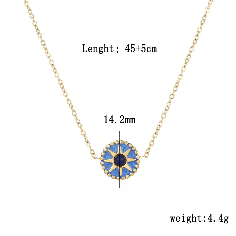 Wholesale Jewelry Casual Simple Style Round Star 304 Stainless Steel Opal Opal Gold Plated Inlay Bracelets Necklace