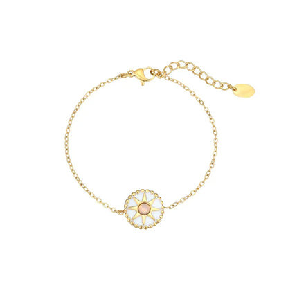 Wholesale Jewelry Casual Simple Style Round Star 304 Stainless Steel Opal Opal Gold Plated Inlay Bracelets Necklace