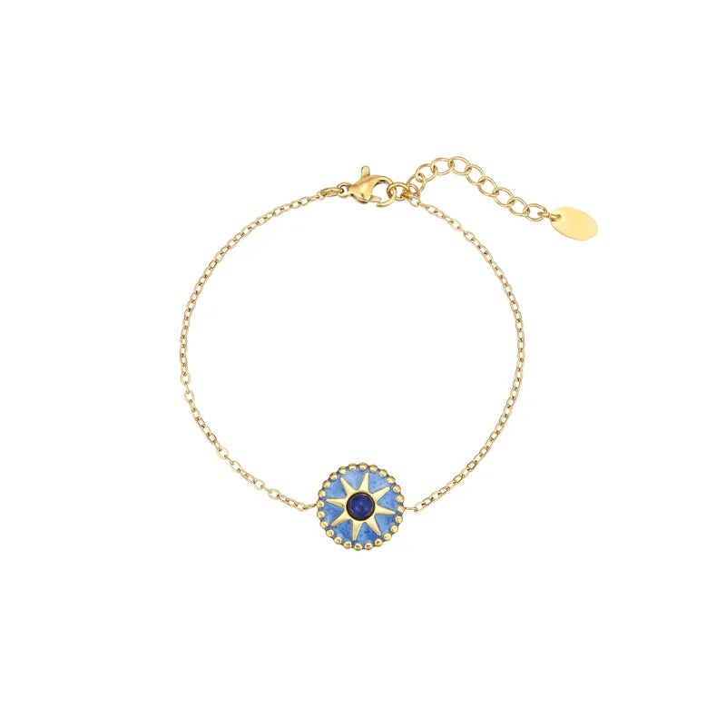 Wholesale Jewelry Casual Simple Style Round Star 304 Stainless Steel Opal Opal Gold Plated Inlay Bracelets Necklace