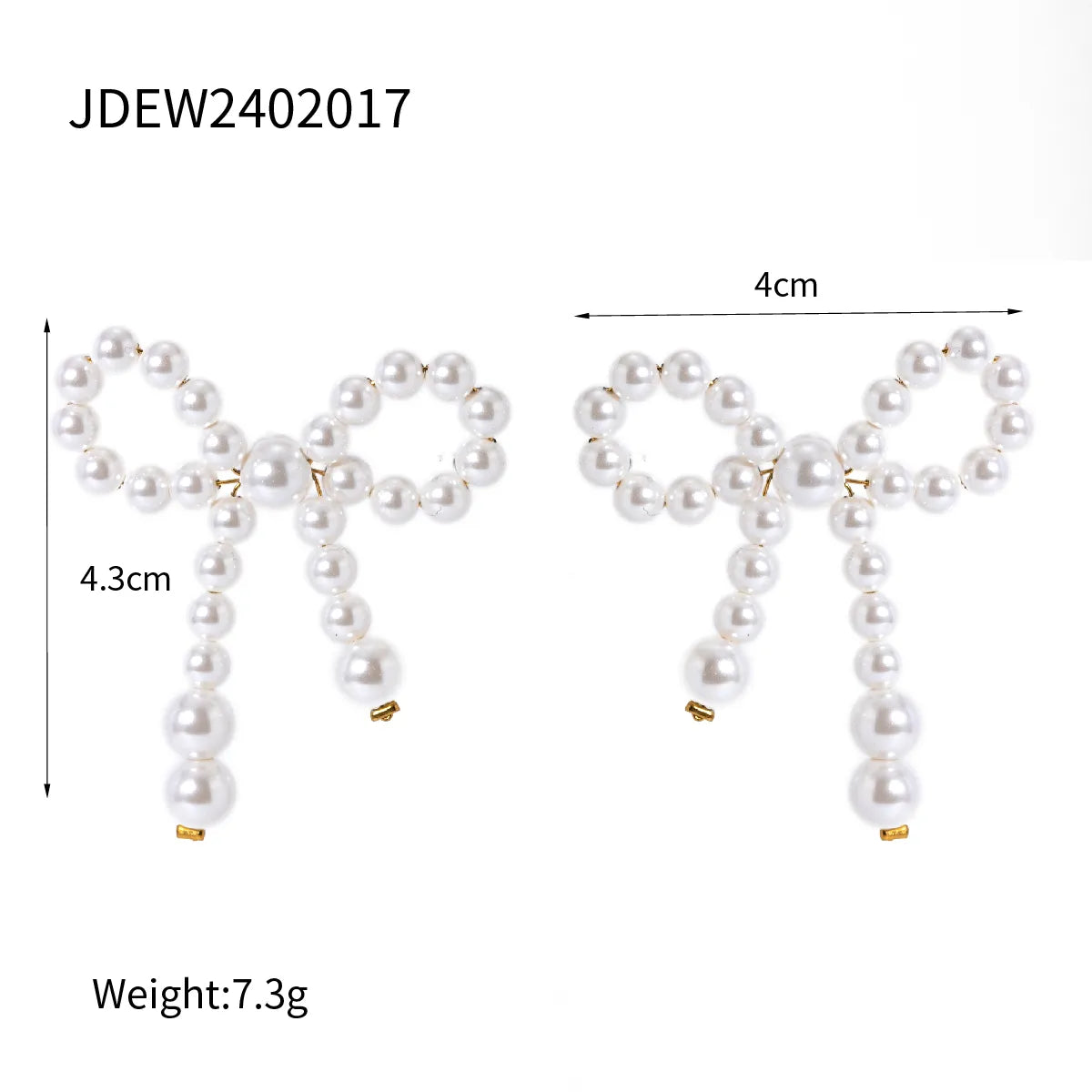 Wholesale Jewelry IG Style Elegant Bow Knot 304 Stainless Steel Pearl 18K Gold Plated Beaded Jewelry Set