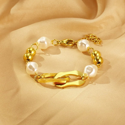 Simple Style Geometric 304 Stainless Steel Resin 18K Gold Plated Bracelets In Bulk