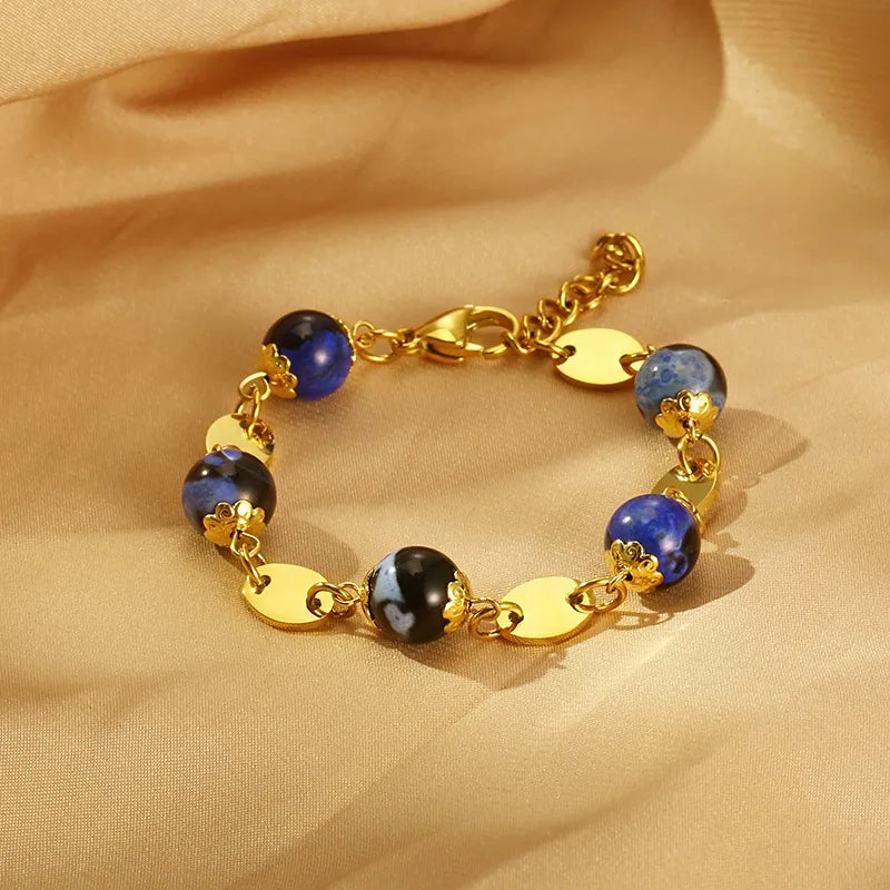 Simple Style Round 304 Stainless Steel Resin 18K Gold Plated Bracelets In Bulk