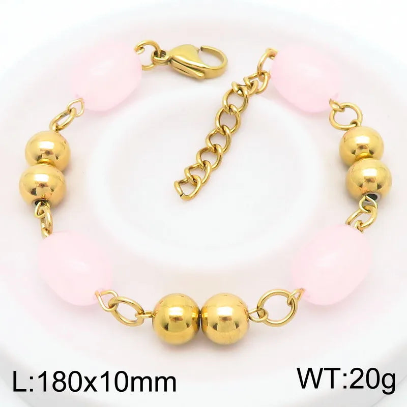 Simple Style Round 304 Stainless Steel Resin 18K Gold Plated Bracelets In Bulk