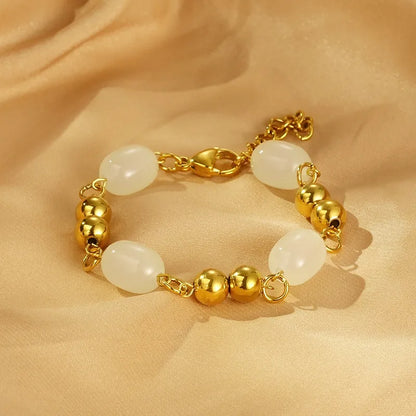 Simple Style Round 304 Stainless Steel Resin 18K Gold Plated Bracelets In Bulk