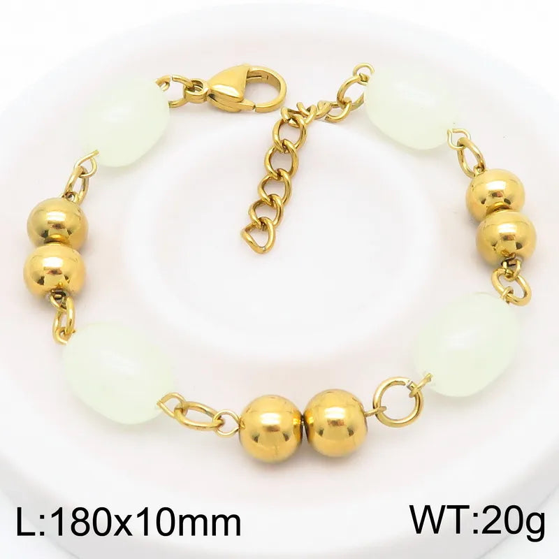 Simple Style Round 304 Stainless Steel Resin 18K Gold Plated Bracelets In Bulk