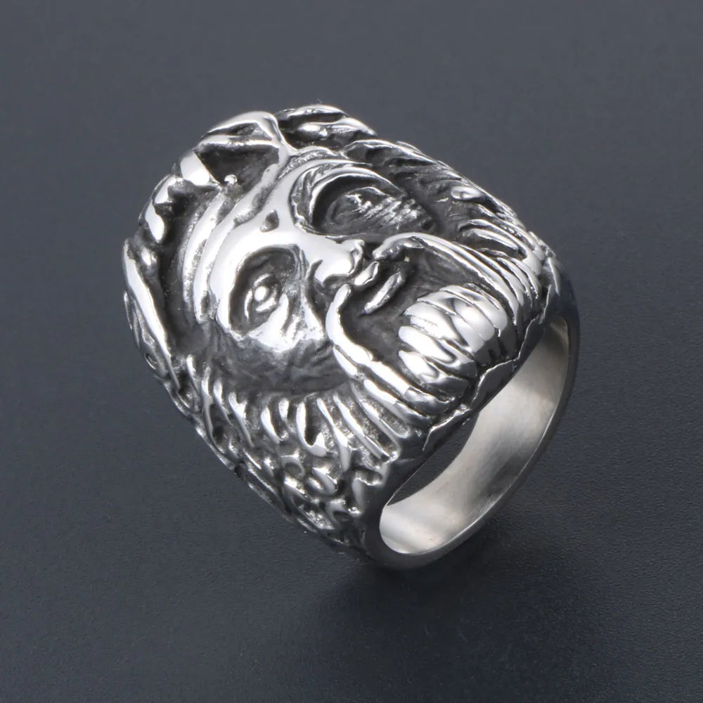 304 Stainless Steel Retro Funny Punk Polishing Human Portrait Rings