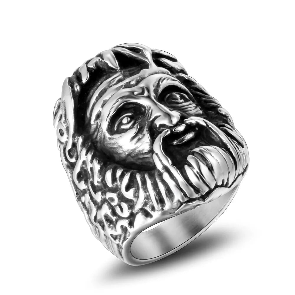 304 Stainless Steel Retro Funny Punk Polishing Human Portrait Rings