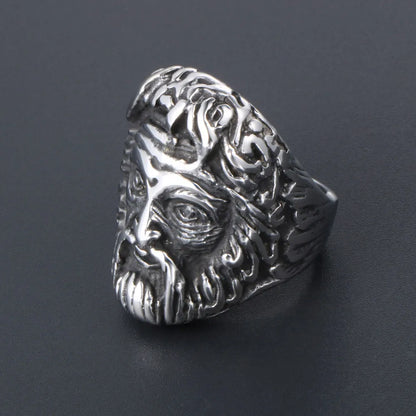 304 Stainless Steel Retro Funny Punk Polishing Human Portrait Rings