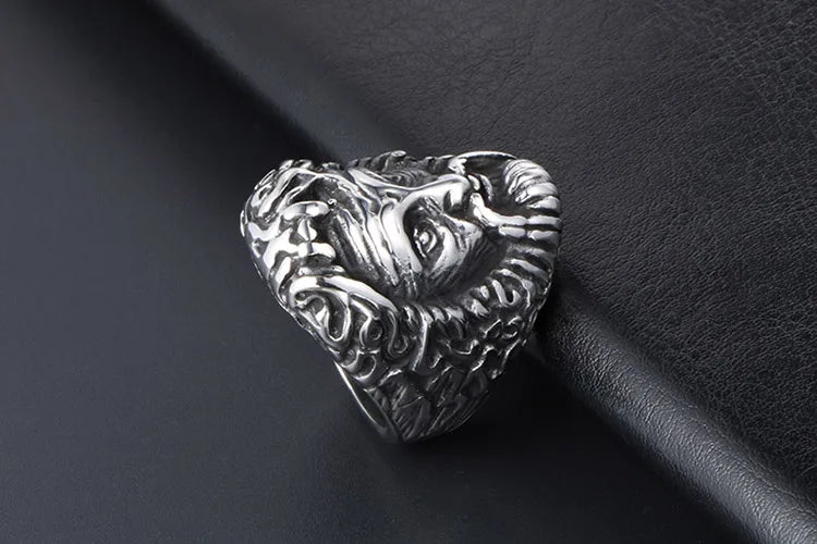 304 Stainless Steel Retro Funny Punk Polishing Human Portrait Rings