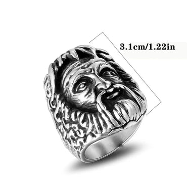 304 Stainless Steel Retro Funny Punk Polishing Human Portrait Rings