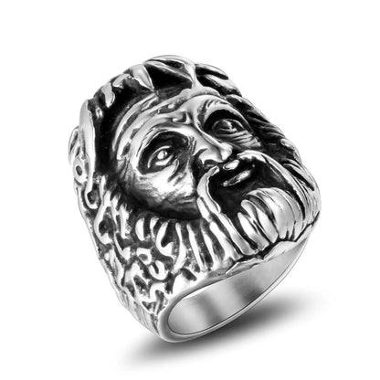 304 Stainless Steel Retro Funny Punk Polishing Human Portrait Rings