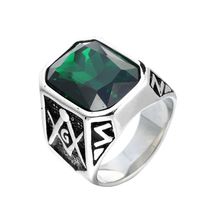 Wholesale Jewelry Retro Shiny Square 304 Stainless Steel Glass Stone 18K Gold Plated Inlay Rings