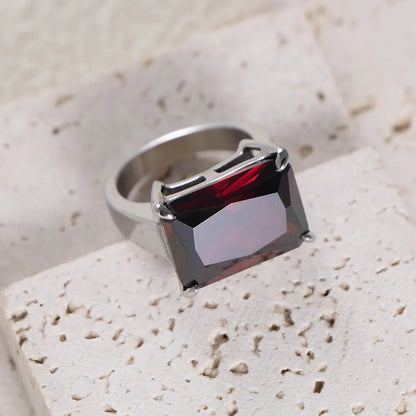 Wholesale Jewelry Romantic Square 304 Stainless Steel Glass No Coating Inlay Rings