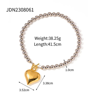 304 Stainless Steel Rope 18K Gold Plated IG Style Casual Heart Shape Bracelets Earrings Necklace