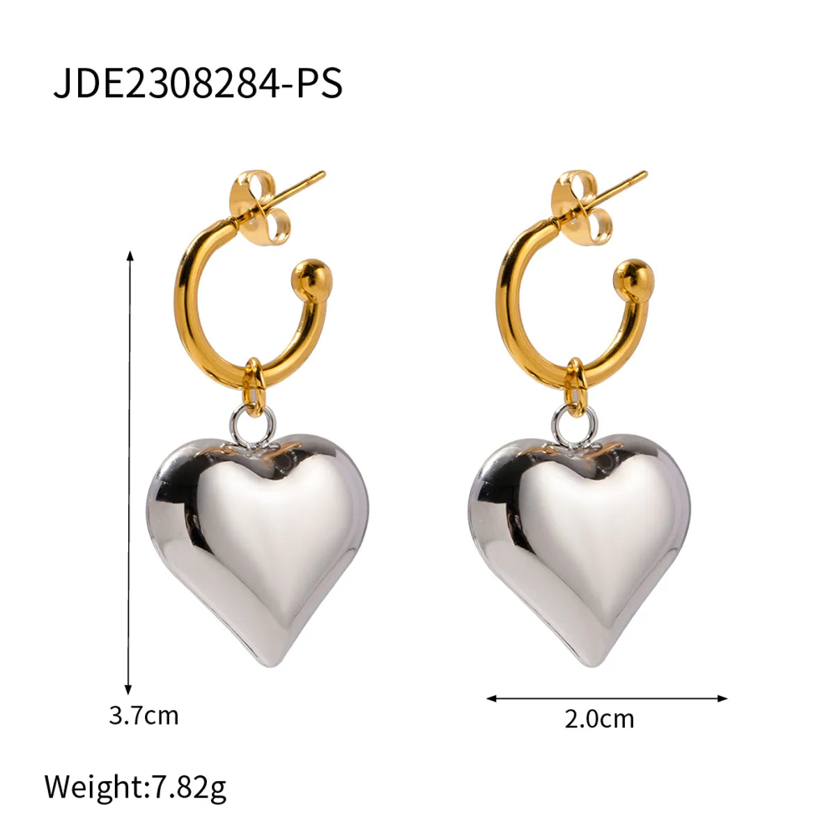 304 Stainless Steel Rope 18K Gold Plated IG Style Casual Heart Shape Bracelets Earrings Necklace