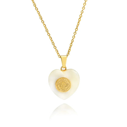 Wholesale Jewelry Simple Style Heart Shape Shell 304 Stainless Steel Shell 18K Gold Plated Plating Pendant Necklace