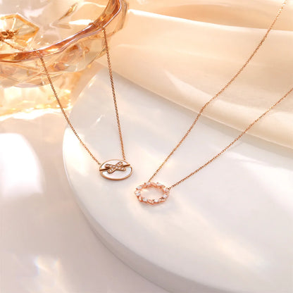 Wholesale Jewelry Simple Style Classic Style Round 304 Stainless Steel Shell Shell Zircon Rose Gold Plated Plating Pendant Necklace