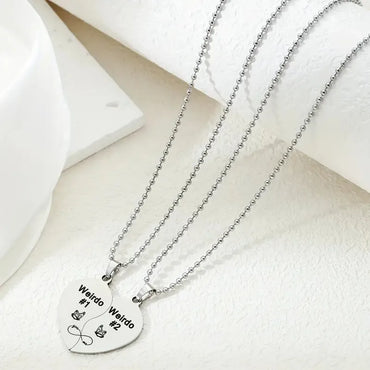 304 Stainless Steel Silver Plated Simple Style Carving Letter Butterfly Pendant Necklace