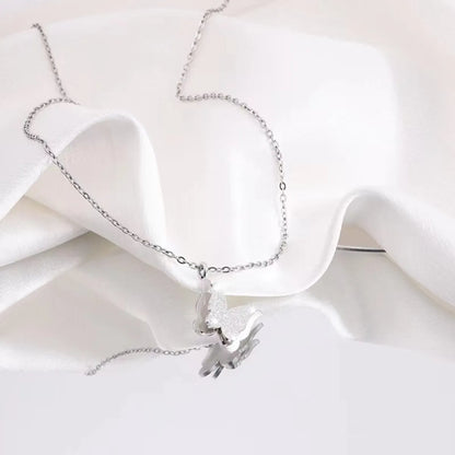 304 Stainless Steel Simple Style Classic Style Butterfly Pendant Necklace