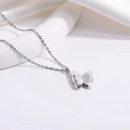 304 Stainless Steel Simple Style Classic Style Butterfly Pendant Necklace