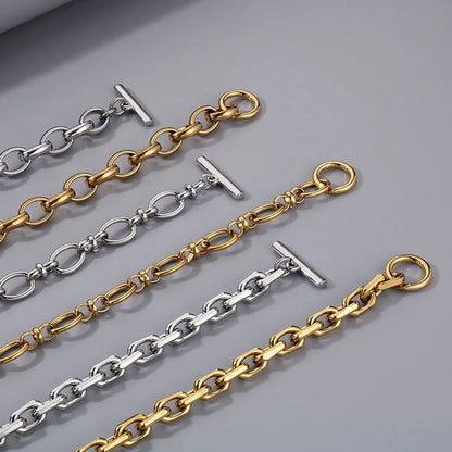 Simple Style Classic Style Geometric 304 Stainless Steel 18K Gold Plated Bracelets In Bulk