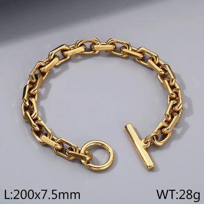 Simple Style Classic Style Geometric 304 Stainless Steel 18K Gold Plated Bracelets In Bulk