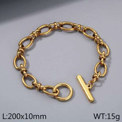 Simple Style Classic Style Geometric 304 Stainless Steel 18K Gold Plated Bracelets In Bulk