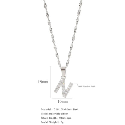 304 Stainless Steel Simple Style Classic Style Inlay Constellation Zircon Pendant Necklace