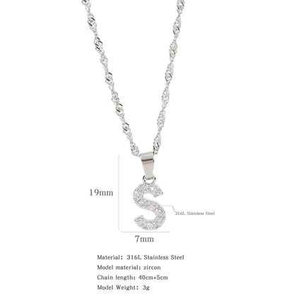 304 Stainless Steel Simple Style Classic Style Inlay Constellation Zircon Pendant Necklace