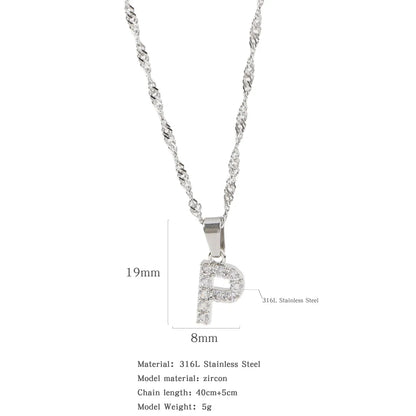 304 Stainless Steel Simple Style Classic Style Inlay Constellation Zircon Pendant Necklace