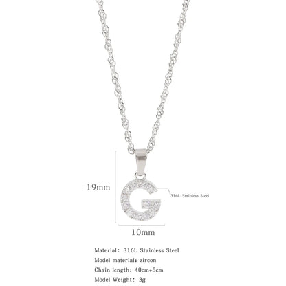 304 Stainless Steel Simple Style Classic Style Inlay Constellation Zircon Pendant Necklace