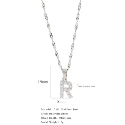 304 Stainless Steel Simple Style Classic Style Inlay Constellation Zircon Pendant Necklace