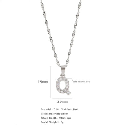 304 Stainless Steel Simple Style Classic Style Inlay Constellation Zircon Pendant Necklace