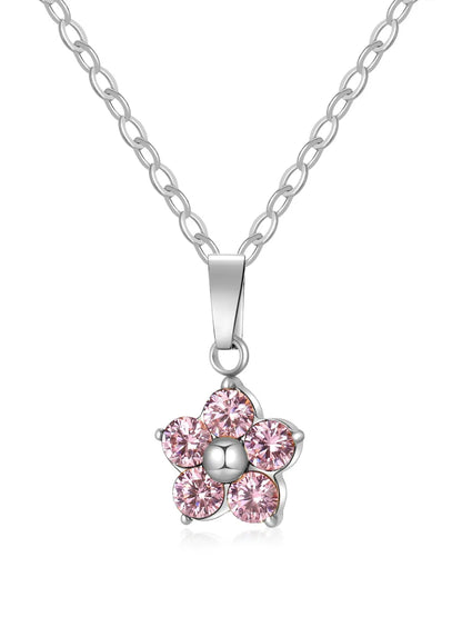 304 Stainless Steel Simple Style Classic Style Inlay Flower Zircon Pendant Necklace