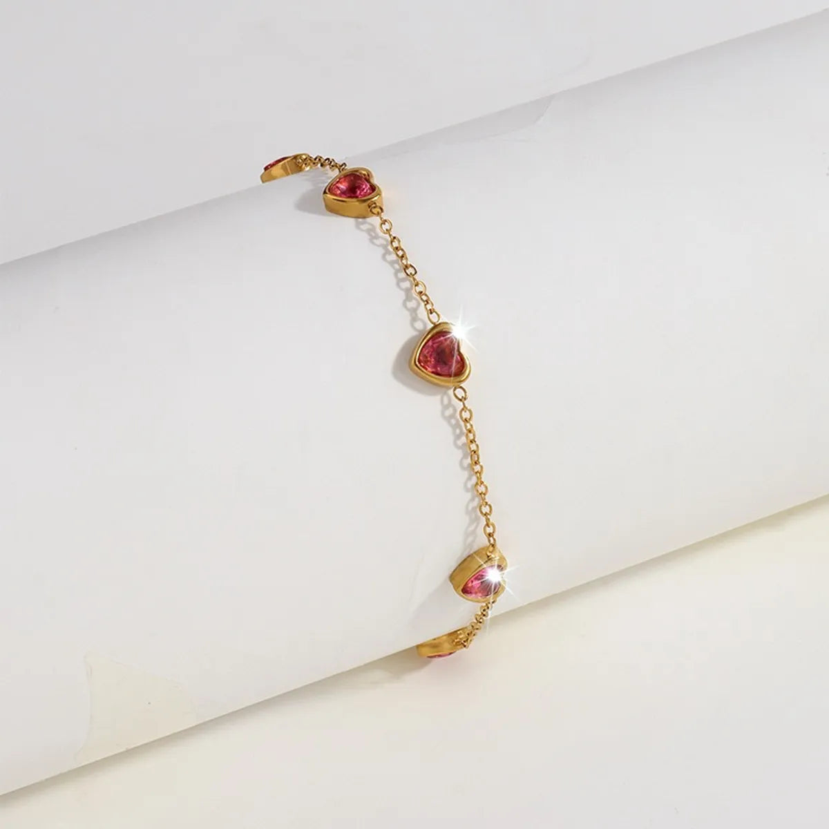 Simple Style Classic Style Heart Shape 304 Stainless Steel 18K Gold Plated Zircon Bracelets In Bulk