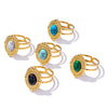 304 Stainless Steel Simple Style Classic Style Inlay Round Artificial Gemstones Rings