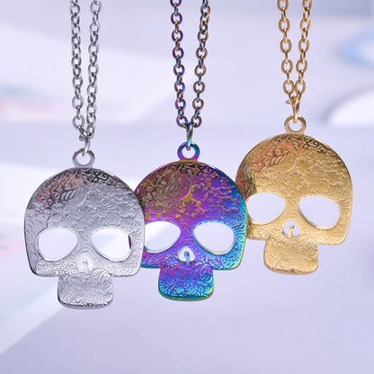 304 Stainless Steel Simple Style Classic Style Plating Skull Pendant Necklace