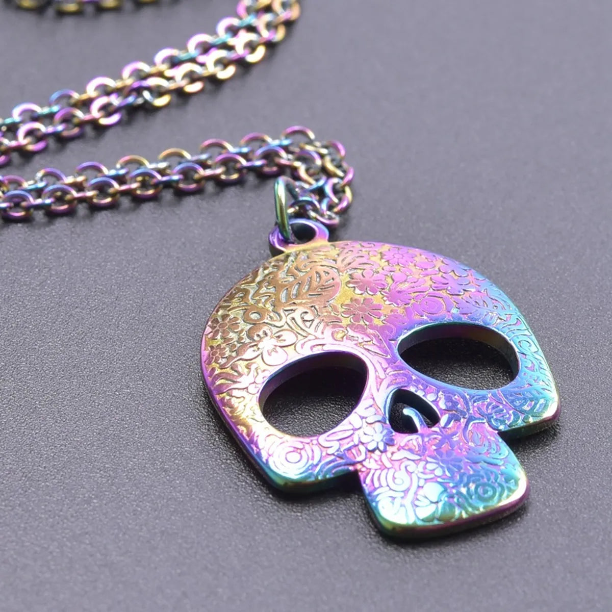 304 Stainless Steel Simple Style Classic Style Plating Skull Pendant Necklace