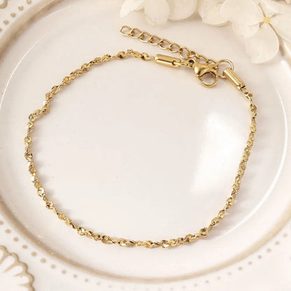 Simple Style Classic Style Solid Color 302 Stainless Steel 18K Gold Plated Bracelets In Bulk