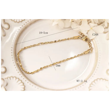 Simple Style Classic Style Solid Color 302 Stainless Steel 18K Gold Plated Bracelets In Bulk