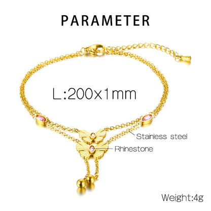 Simple Style Butterfly 304 Stainless Steel 18K Gold Plated Rhinestones Shell Bracelets In Bulk