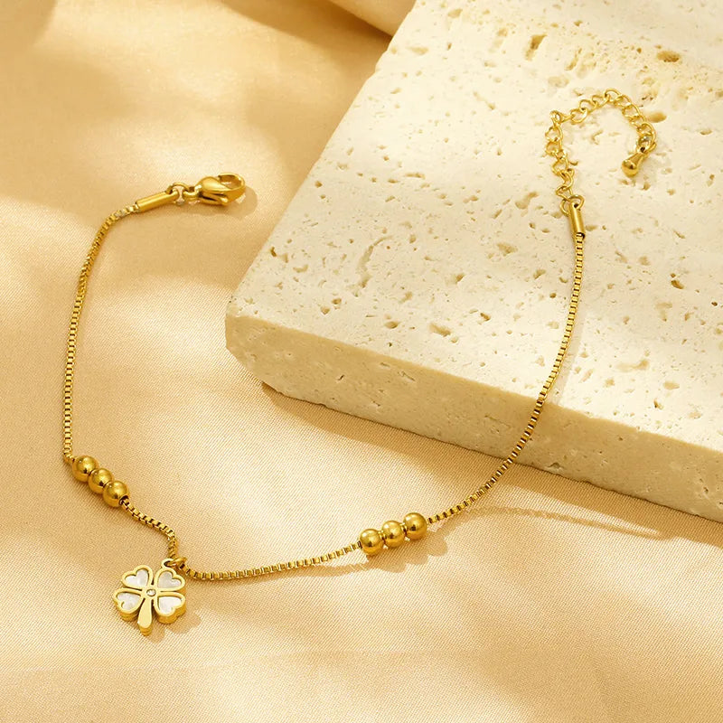 Simple Style Butterfly 304 Stainless Steel 18K Gold Plated Rhinestones Shell Bracelets In Bulk