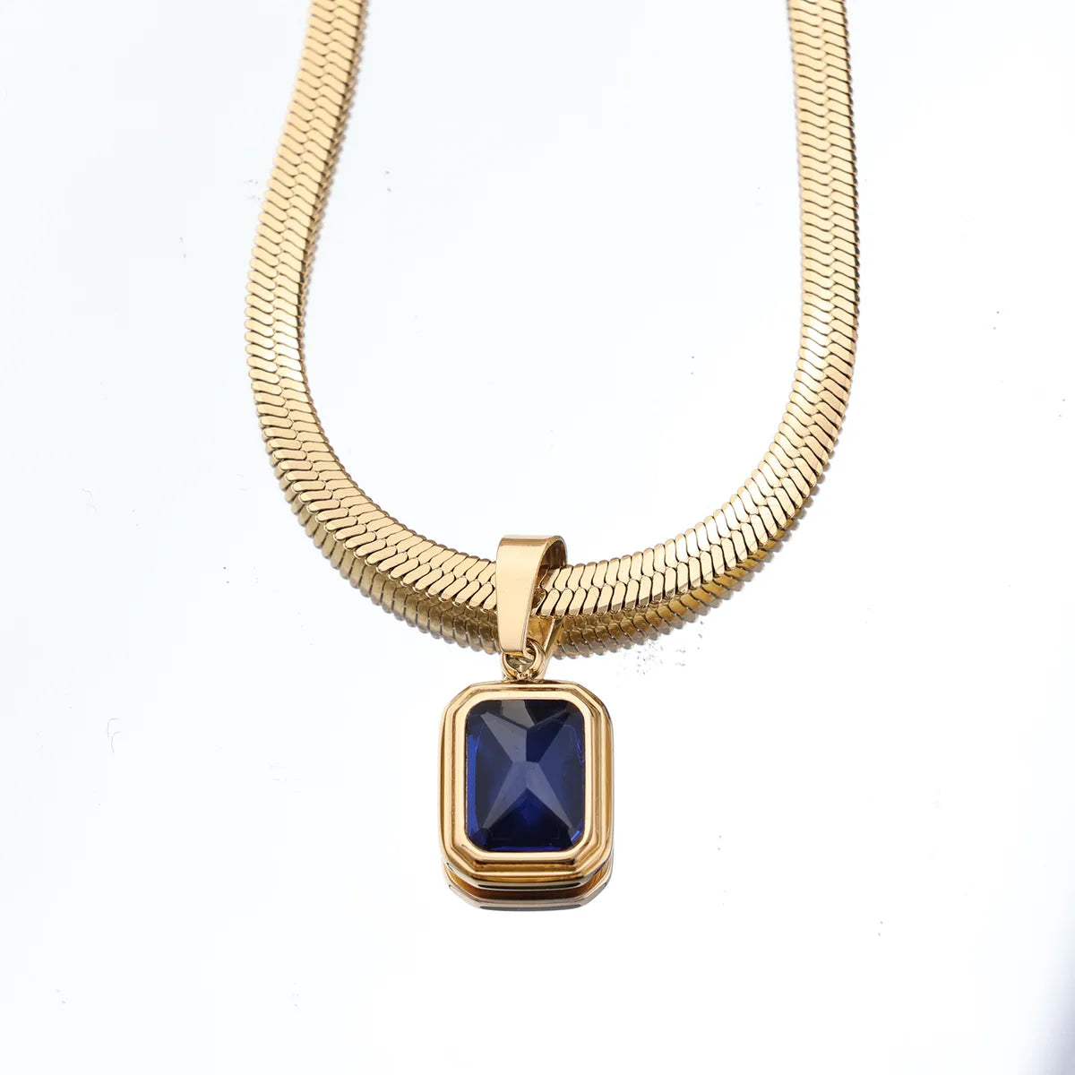 Wholesale Jewelry Simple Style Solid Color Natural Stone 18K Gold Plated Inlay Pendant Necklace