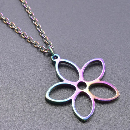 304 Stainless Steel Simple Style Plating Flower Pendant Necklace