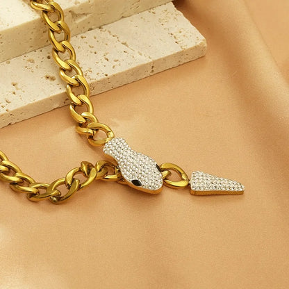 304 Stainless Steel 18K Gold Plated Simple Style Snake Pendant Necklace