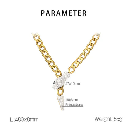 304 Stainless Steel 18K Gold Plated Simple Style Snake Pendant Necklace