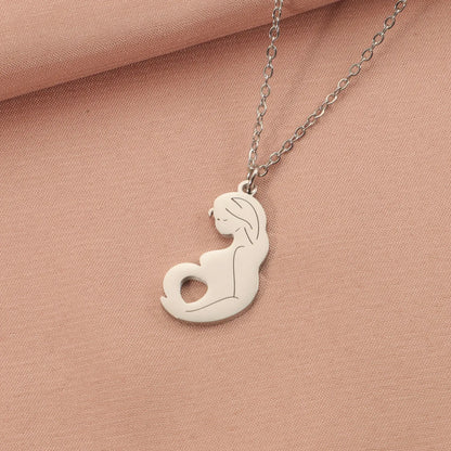 304 Stainless Steel Solid Color Pendant Necklace