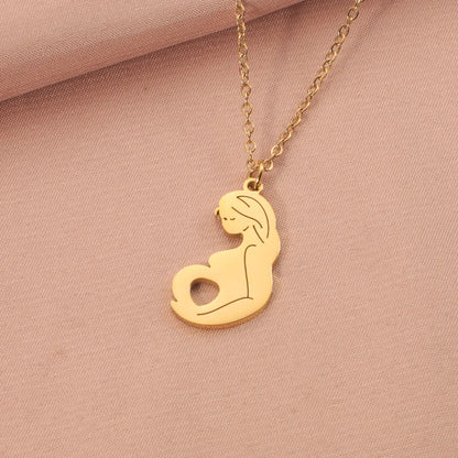 304 Stainless Steel Solid Color Pendant Necklace