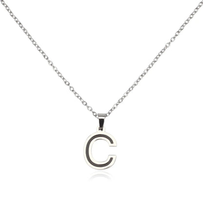 304 Stainless Steel Sweet Polishing Letter Pendant Necklace